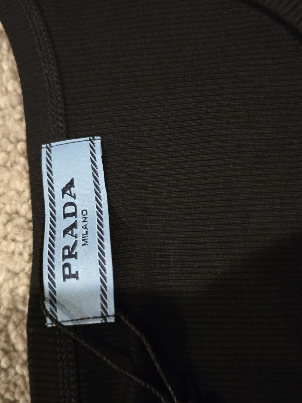 Prada Black Ribbed Tank Top - Picture 4 of 6
